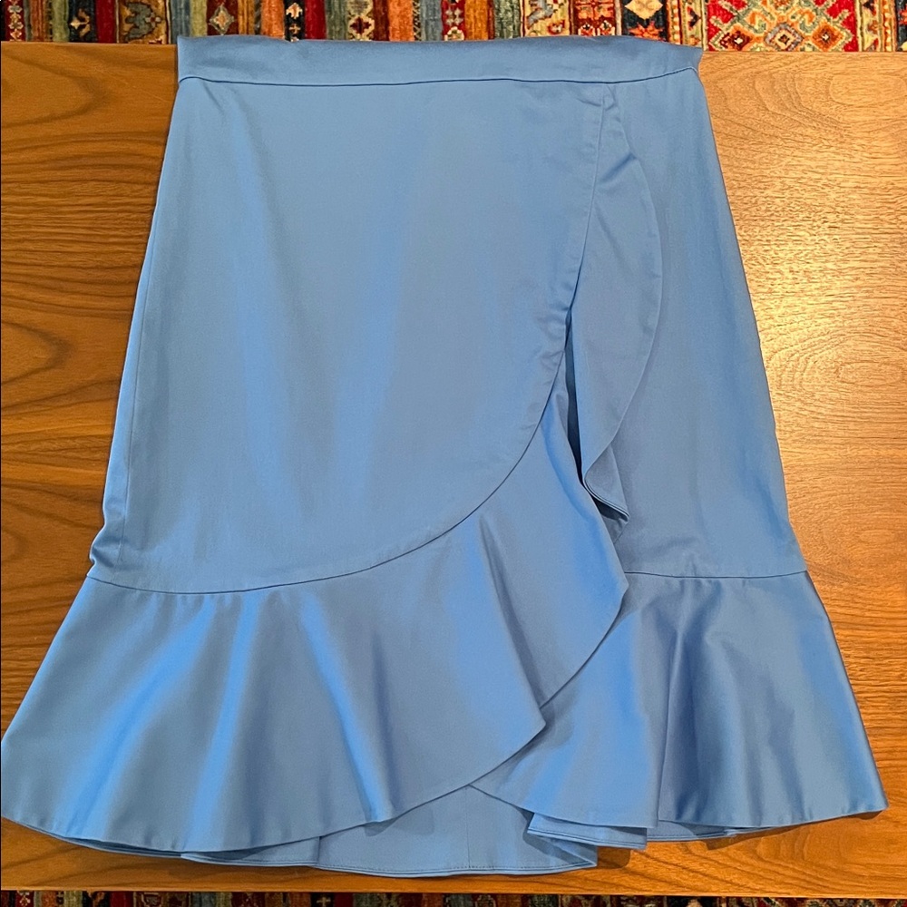Alice + Olivia Elegant Blue Ruffle Dress with Slightly Puffed Sleeves Size 10 - Picture 6 of 13